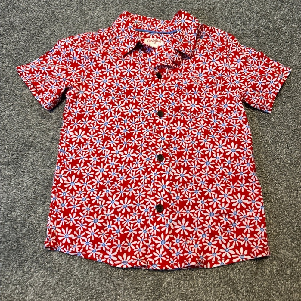 Cat & Jack Red Floral Shirt